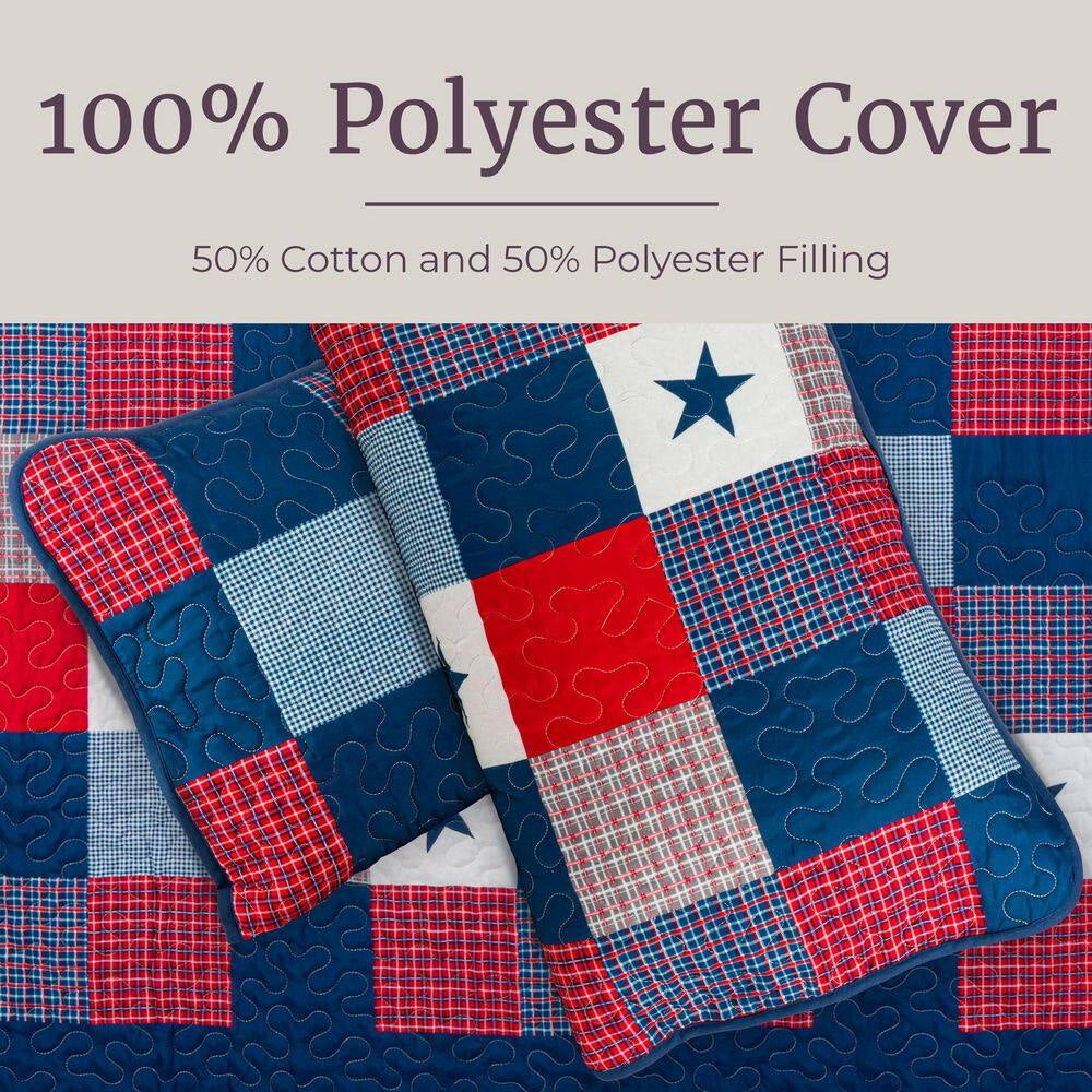 Caroline 3-Piece Blue King Quilt Set