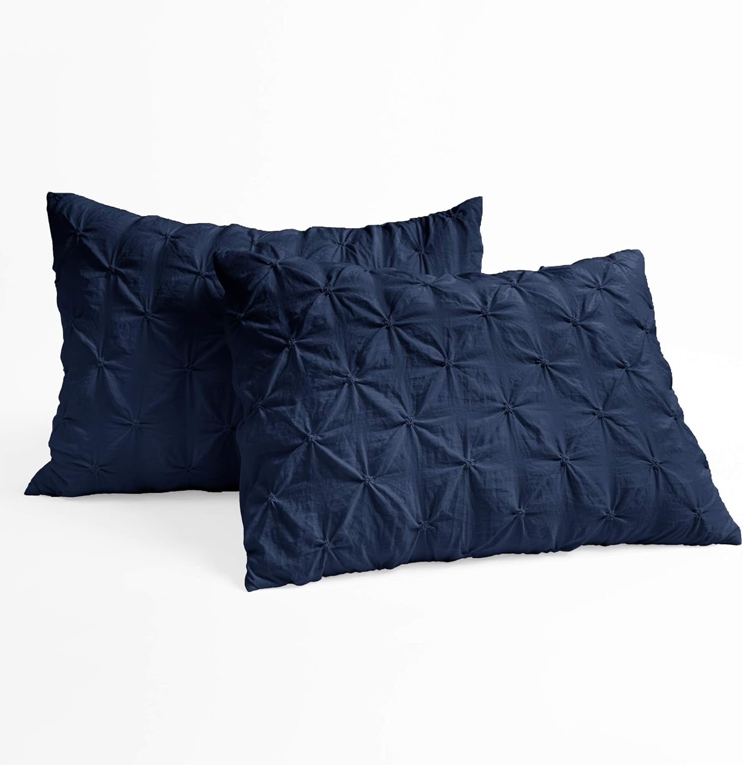 Ravello Pintuck Comforter Set - Luxe 5 Piece Textured Bedding Set - Traditional Glam & Farmhouse Inspired Bedroom Decor - Full/ Queen, Navy