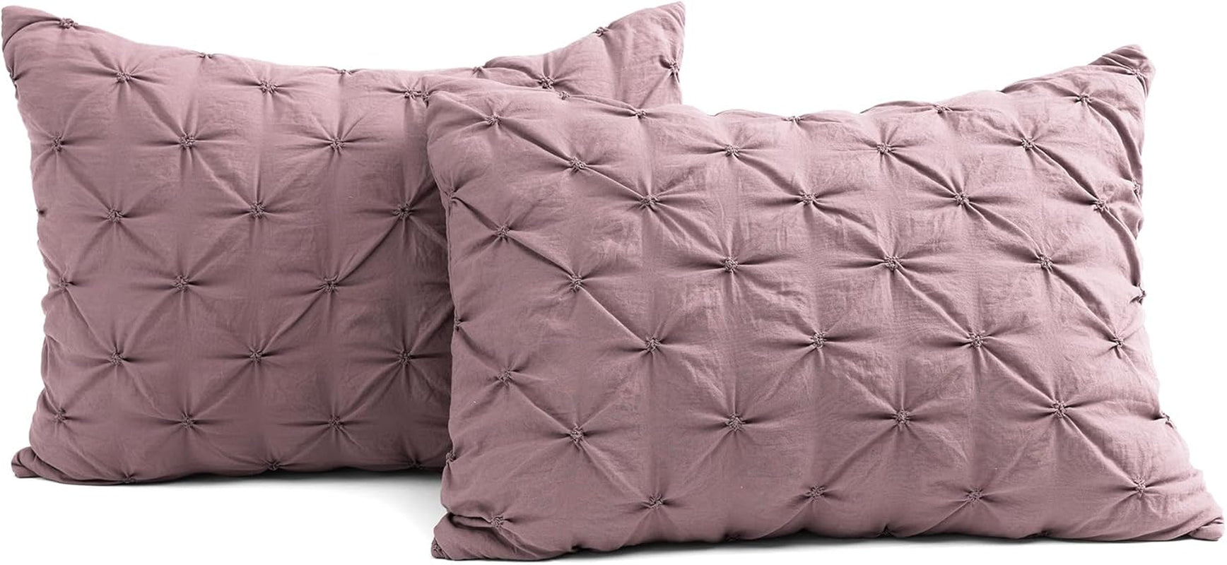 Ravello Pintuck Comforter Set - Luxe 5 Piece Textured Bedding Set - Traditional Glam & Farmhouse Inspired Bedroom Decor - Full/ Queen, Woodrose