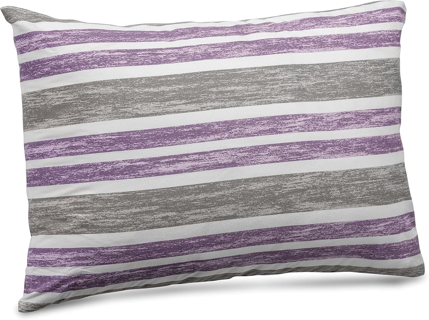 Twin Size Bedding | Duvet Cover | 6 Piece Set | Comforter Cover | Bed Sheet | Pillow Cover | Soft Cotton Blend | Machine Washable | Designed | Cabana Stripe Lilac