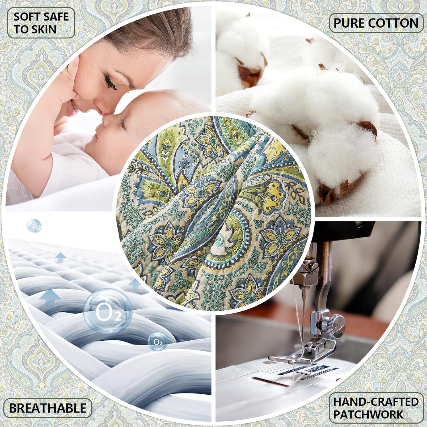 Quilts Set Bedspread Soft Quilt 1 2 Pillow Sham (Gorgeous European Floral Pattern, King (98" ¡Á 106"))