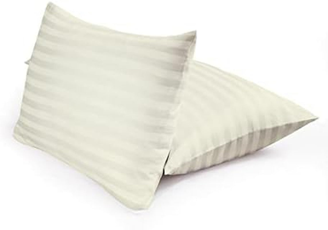 , Luxury Super Soft 100% Cotton Duvet Cover Pillowcases Fitted Sheet Set, Stripe, King, Ivory