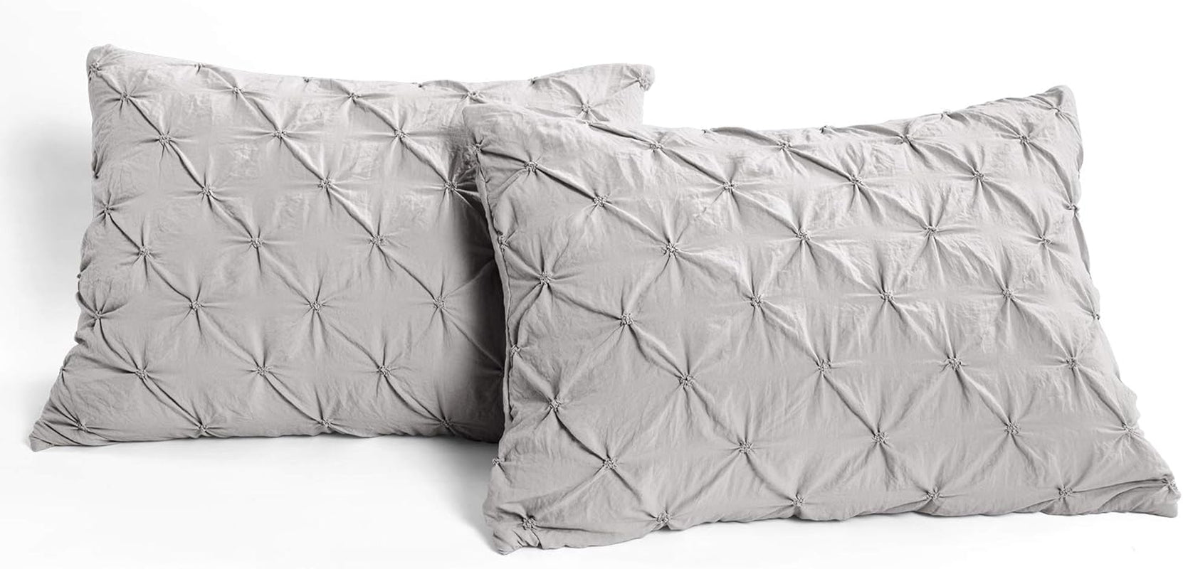 Ravello Pintuck Comforter Set - Luxe 5 Piece Textured Bedding Set - Traditional Glam & Farmhouse Inspired Bedroom Decor - Full/ Queen, Light Gray